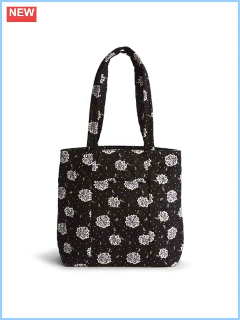 Quilted Cotton Tote Bag with Zip Closure, Machine Washable Handbag with Pockets